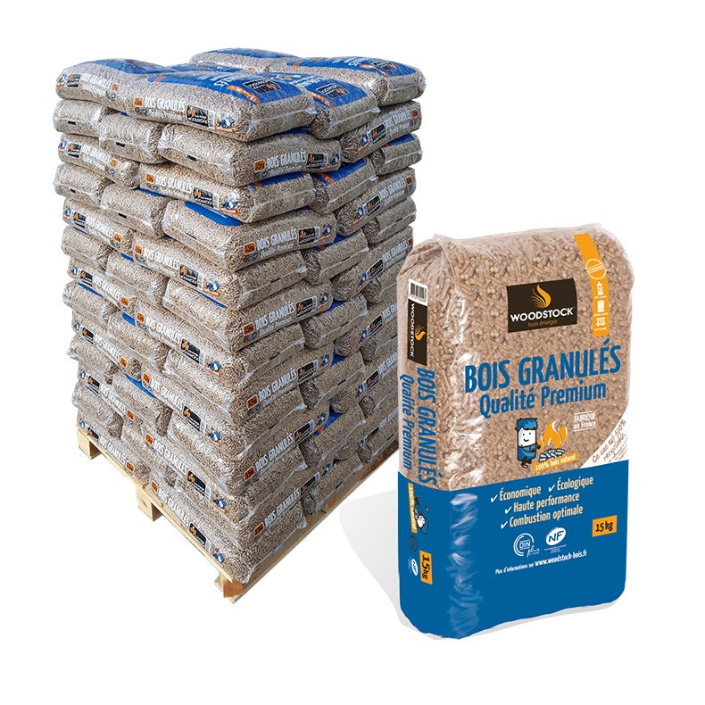 Pellets de bois - Palette de 66 sacs de 15kg - WOODSTOCK